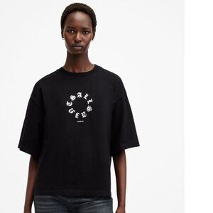 NWT ALL SAINTS Tieroth Amelie Metallic Logo T-Shirt